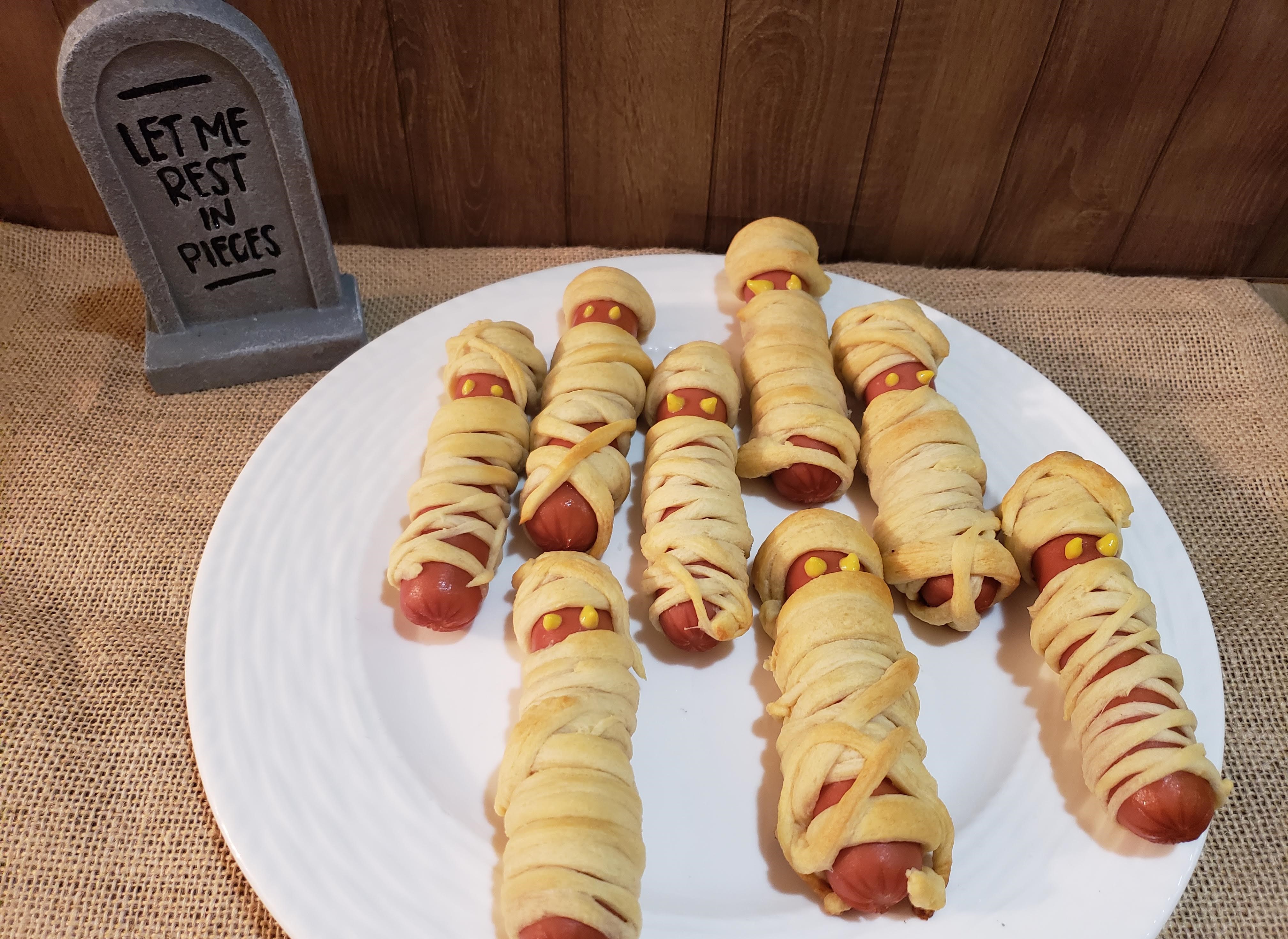 Super Simple Crescent Roll Mummy Hot Dogs
